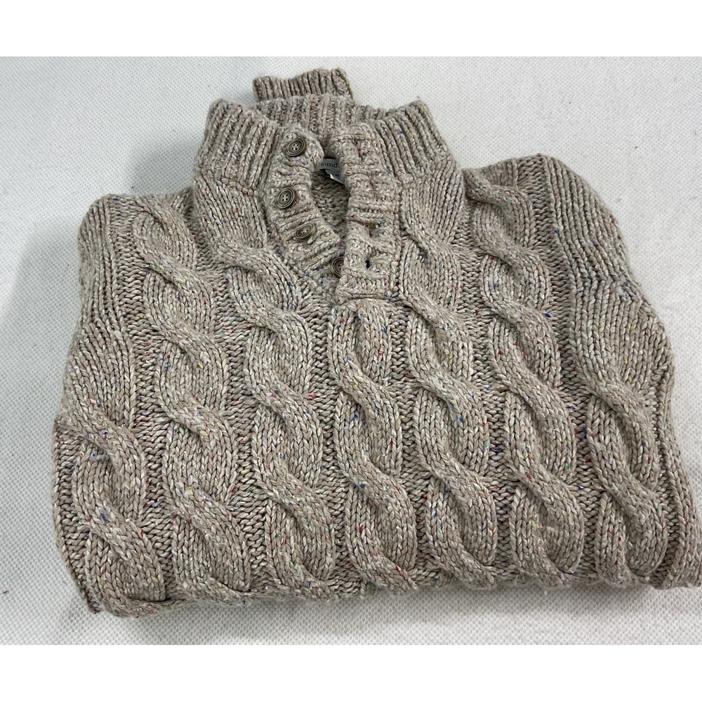 SUNDANCE Sweater Women's Sz Medium Cash Silk Blend Beige Chunky Cable Knit ITALY